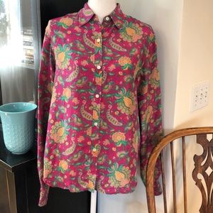 Ralph Lauren Silk pink paisley button down woman L